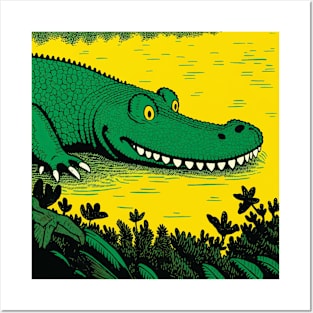 Cheeky Crocodile Illustration Posters and Art